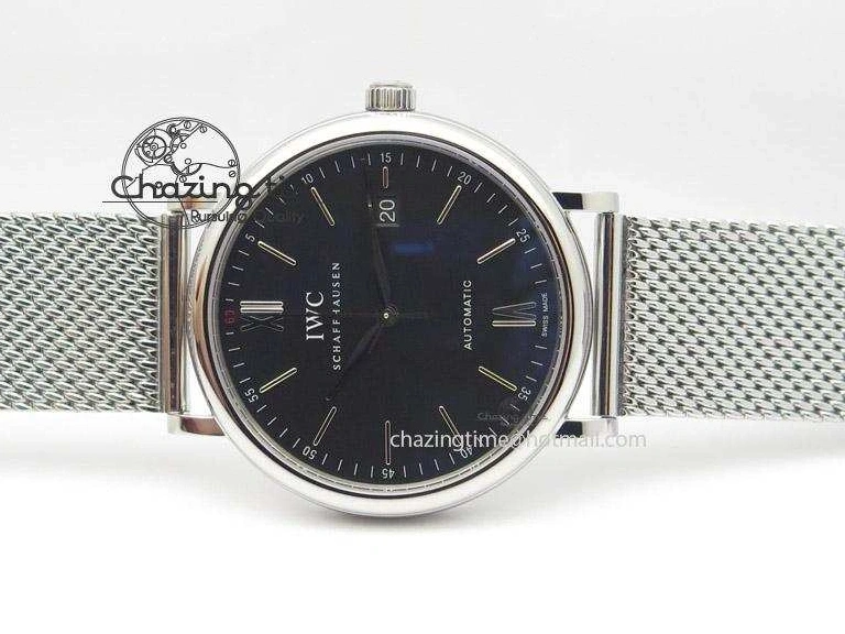 MIROTIME 1218 Portofino SCHAFFHAUSEN SS MKF 1:1 Best Edition Black Dial On Mesh Bracelet A Sporty 7342